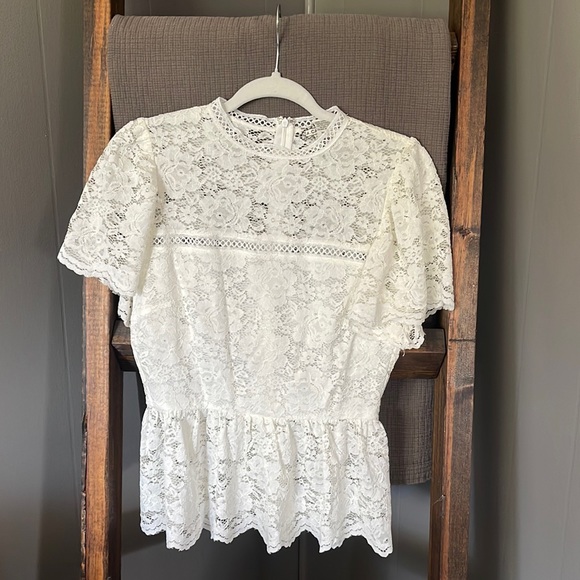 Lace Peplum Top - Picture 1 of 4